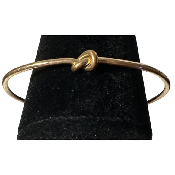 Dainty Vintage Knot Cuff Bracelet Brassy Gold Tone Simple Thin - Picture 1 of 5